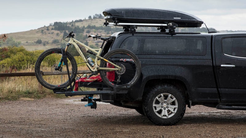 The Rocky Mounts BackStage Swing Away is the first mass-market, tray-style, hitch-mount bike rack that pivots bikes completely away from the rear of the vehicle.