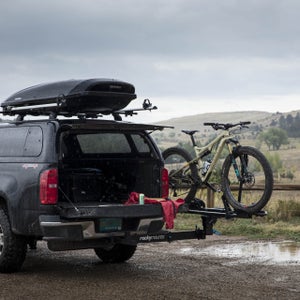 The Rocky Mounts BackStage Swing Away is the first mass-market, tray-style, hitch-mount bike rack that pivots bikes completely away from the rear of the vehicle.