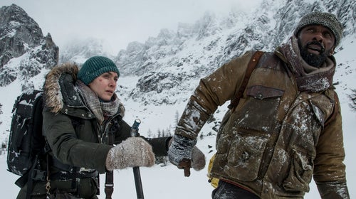 Kate Winslet and Idris Elba star in The Mountain Between Us as Dr. Ben Bass and Alex Martin, who survive a plane crash.