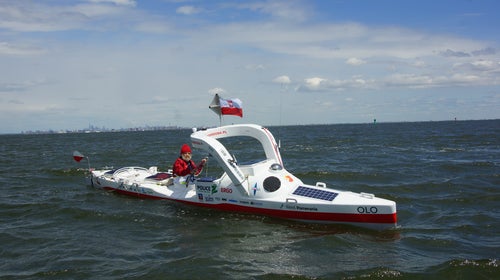 Aleksander Doba departs on his third trans-Atlantic journey, with New York City on the horizon.