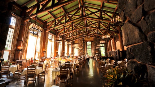 The dining room of the Majestic Yosemite Hotel is not the place to wear your flip-flops.