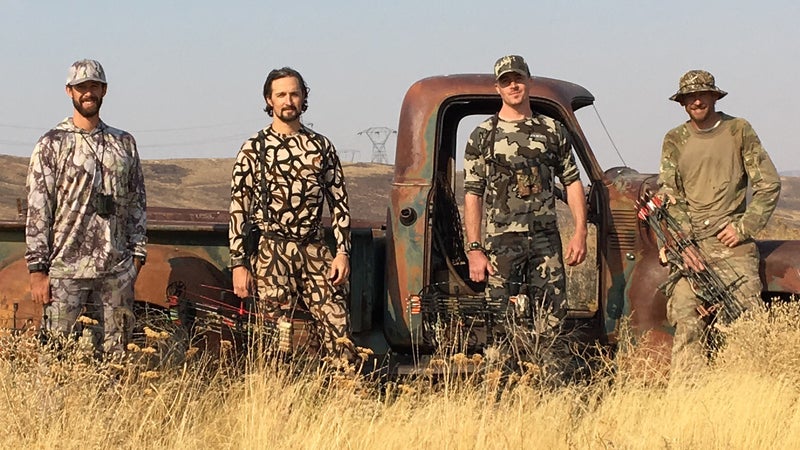 Hands down, the best group of dudes I've ever done anything outdoors with. From left to right: Brent Phillips founded Soflete, Griff founded Combat Flip Flops, some jerk, Jayson is a former hunting guide who's now a very talented taxidermist working in the Seattle area.