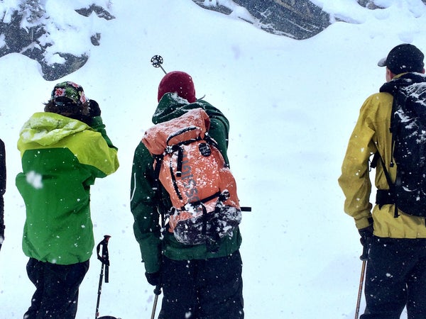 Scouting a safe line in British Columbia.