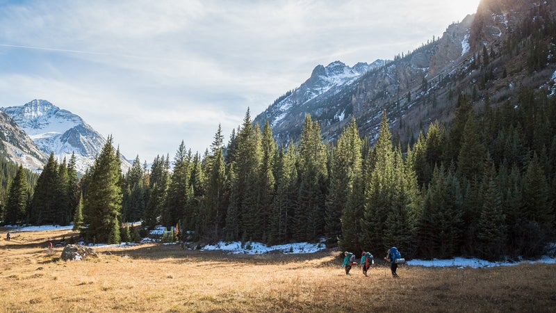 Hiking into the Maroon Bells.