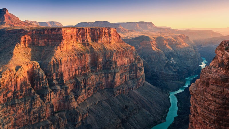 Sun sets over the Grand Canyon National Park North Rim