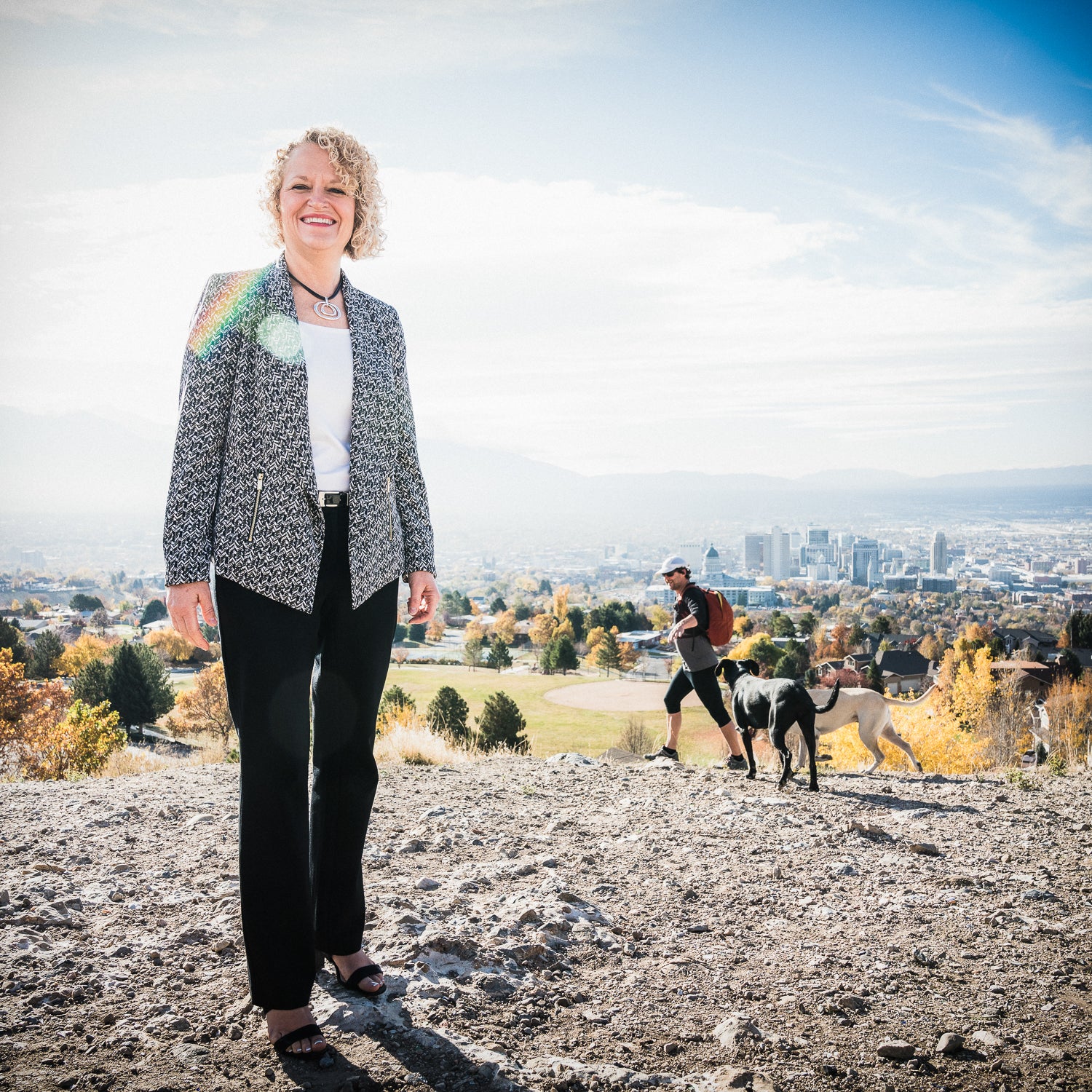 Biskupski visits Ensign Peak Nature Park, overlooking her city.