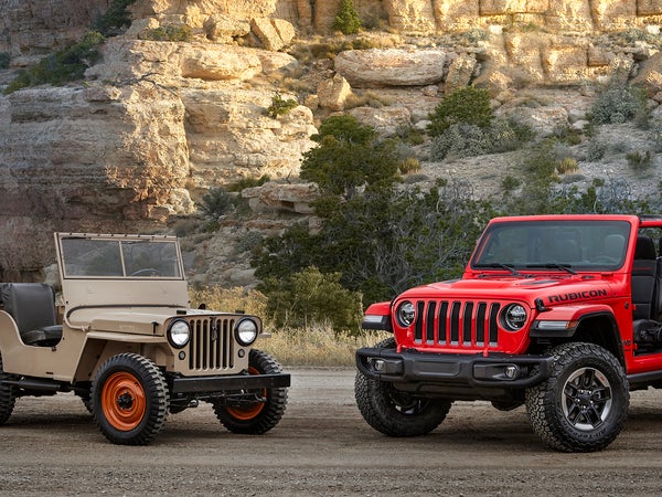 1945 Jeep CJ-2A and all-new 2018 Jeep Wrangler Rubicon.