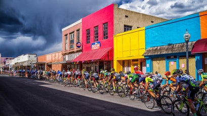 A cycling race passing through Silver City, New Mexico
