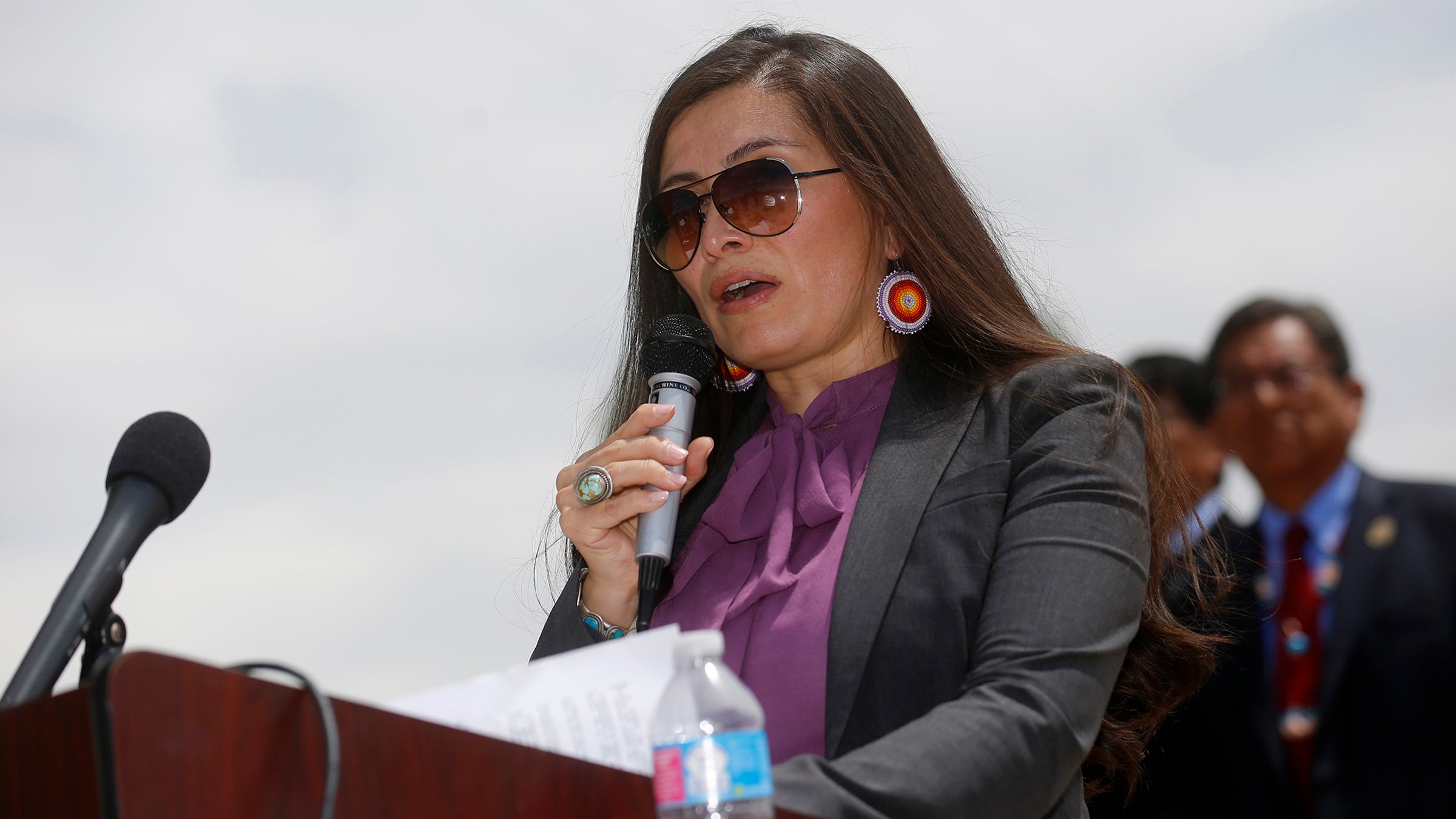 Navajo Nation Attorney General Ethel Branch speaks in August 2016, at Nizhoni Park in Shiprock, New Mexico. She's one of the lawyers leading the charge against President Trump's order to shrink Bears Ears National Monument, in Utah.