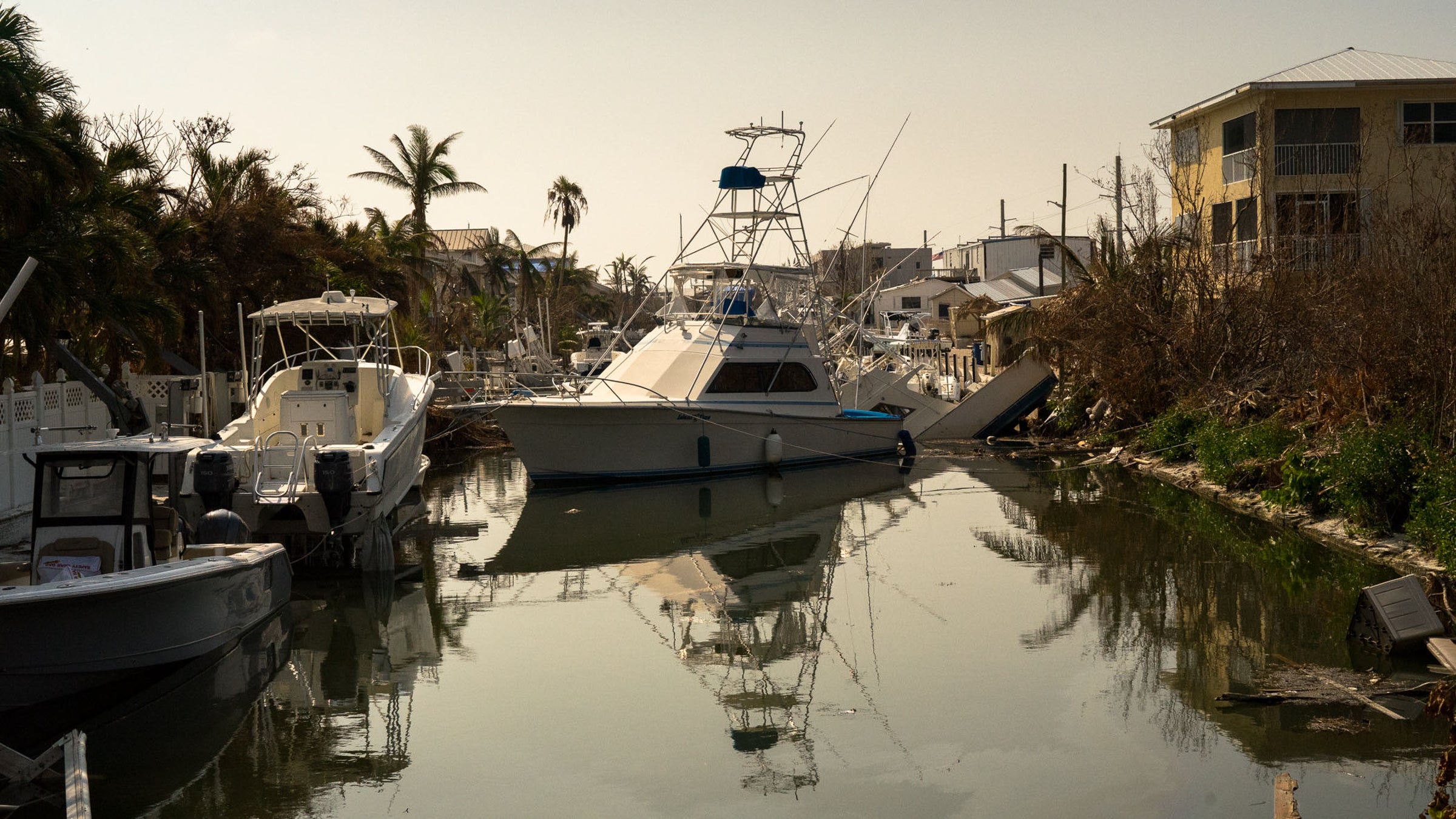 On Ramrod Key, a canal strewn with boats after Irma. To date, more than 2,000 vessels have been removed from the water statewide. In Monroe County alone, the U.S. Coast Guard has reported 1,434 damaged or destroyed vessels.