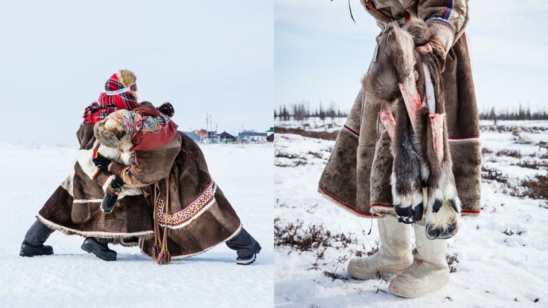 Play-wrestling; reindeer hooves.