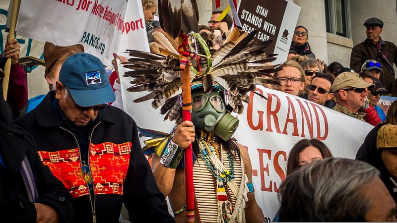 Thousands of people converged on the steps of Utah's State Capital building to protest President Trump's plan to shrink protected areas across the country.