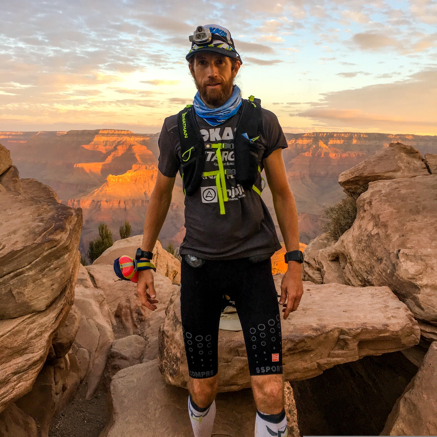 Wardian right before running the Grand Canyon Rim-to-Rim trail at night.