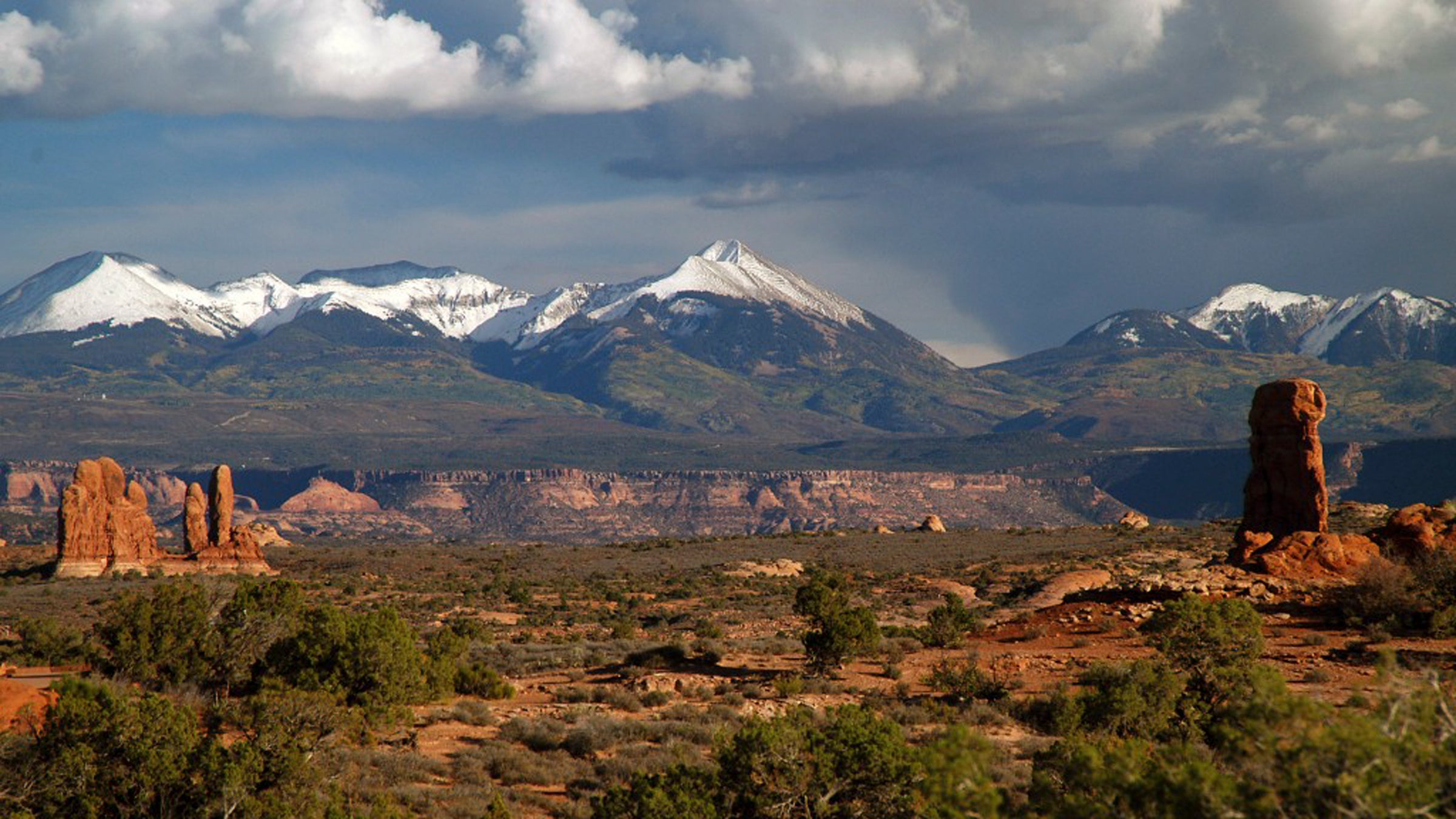 The Manti La Sal Range seen from Arches National Park.