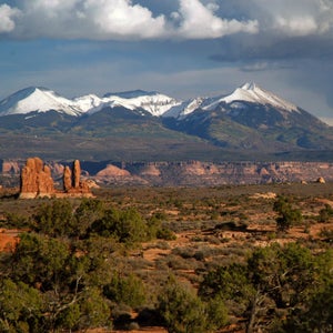 The Manti La Sal Range seen from Arches National Park.