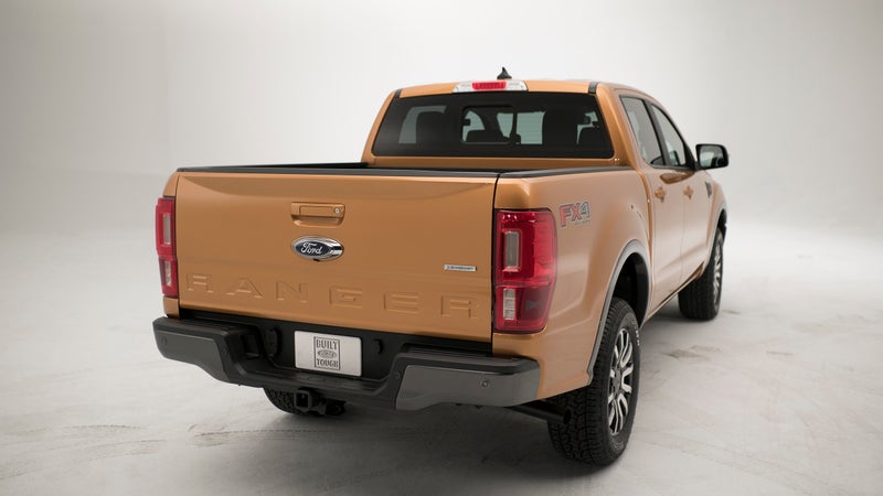 The Ranger's rear window shares the F-150's recessed, sliding opening. The rear bumper has an integrated step, for easy access. This is a slick, refined truck.