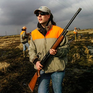 Jenna Copeland, of Pleasanton, California, goes pheasant hunting in Lincoln with her boyfriend and her father, Sunday, January 20, 2008. Hunting is on the decline and hunting groups are hoping to attract women to boost their ranks.