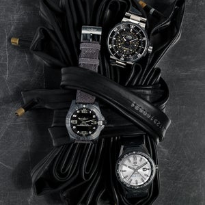 Titanium keeps these classic metal timepieces light on the wrist.
