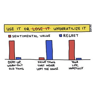 A garage full of gear doesn’t necessarily mean you do anything besides buy gear, but a garage full of beat-up stuff means you’re using it.