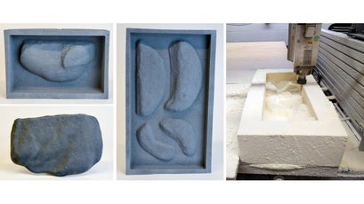 Molds for climbing holds were machined by a CNC mill.