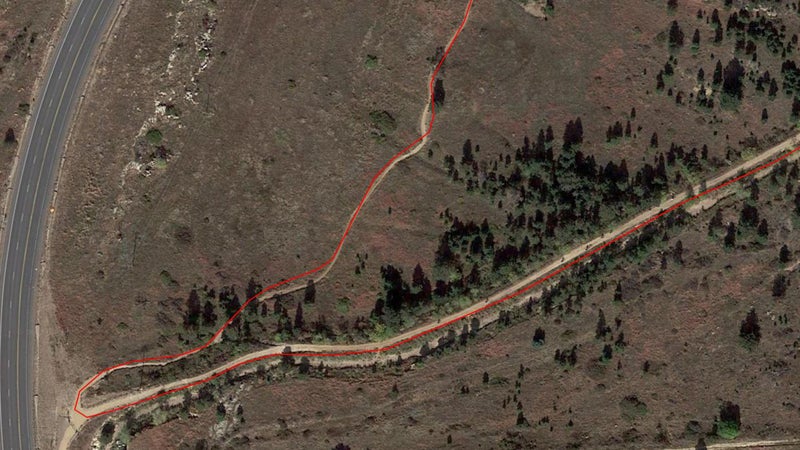 The track of a recent run (in red), recorded by the Ambit3 Peak, overlaid onto Landsat imagery. The accuracy is not commercial-grade, but it’s very good for a 2.5-oz watch.