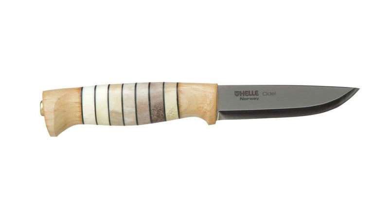 Helle Norway Harmoni Curly Birch & Walnut Fixed Blade Knife - Red