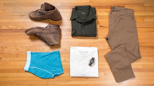 Here’s an outfit you can mix and match right through the shoulder season.