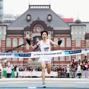 Yuta Shitara started a late-race surge that didn’t end until he’d crossed the Tokyo Marathon finish line in second place.