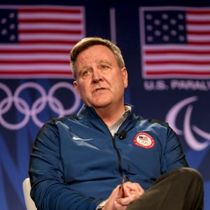 Scott Blackmun addresses media at the USOC Olympic Media Summit in March 2016 in Beverly Hills, California.