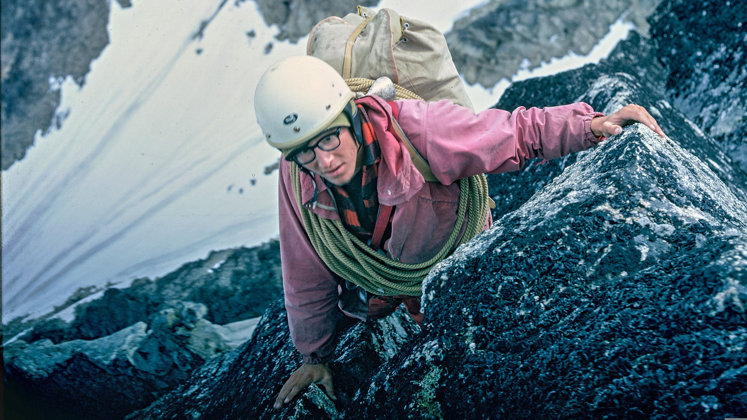 Roberts climbing in the Revelation Mountains.
