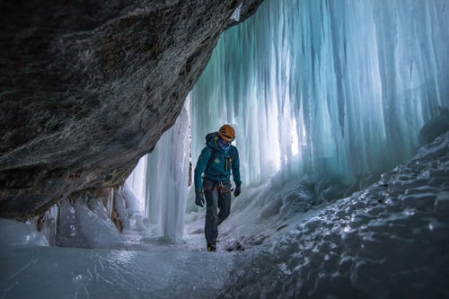 The soft sand stone of Northern Michigan seeps water all year long. In the winter months the seeps start to solidify and begin to form epic corridors and pillars made of solid ice. Sometimes the ice caves stretch for miles along the shore of Lake Superior. The caves offer a beautifully surreal playground for climbers and hikers alike.