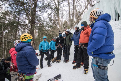 One of the things the Michigan Ice Festival prides itself upon is being one hundred percent beginner friendly. Even those who have never put a harness on are encouraged to come out and experience what the climbing has to offer. With guidance from pro climbers and local guides festival goers are able to hone their new found skills on the ice.