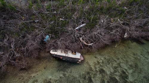 What remains of the charter boat Goddess Athena after Irma