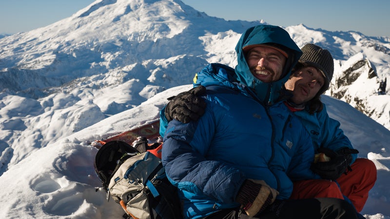 Roberts (right) with his friend Russell Cunningham on Mount Shuksan