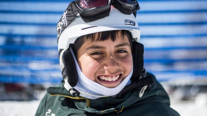 An 11-year-old participant who has been skiing with the Doug Coombs Foundation for five years.