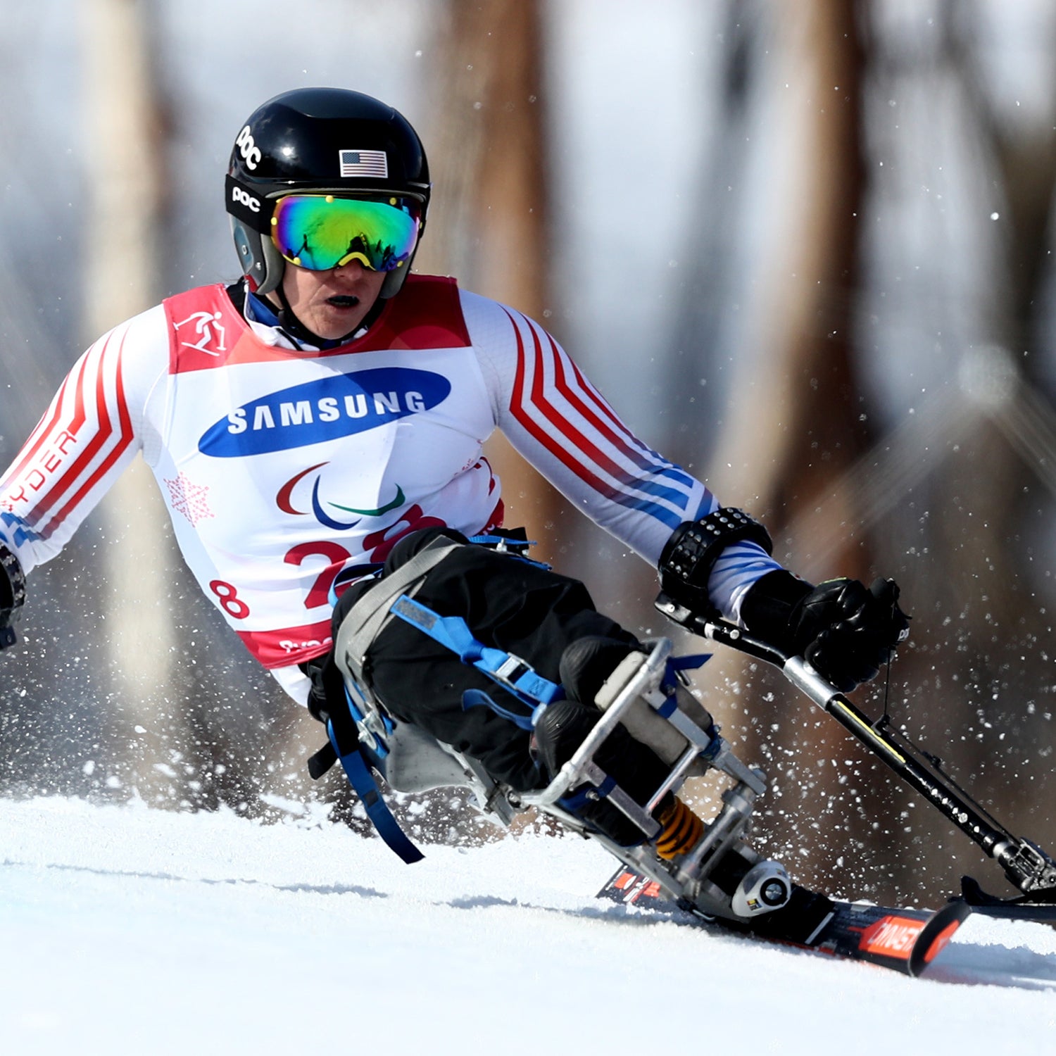 Laurie Stephens of the United States competes in the Women's Sitting Giant Slalom.