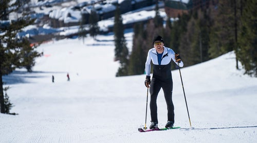 Foote on his way to the top of Ed's Run at Whitefish Mountain, Montana