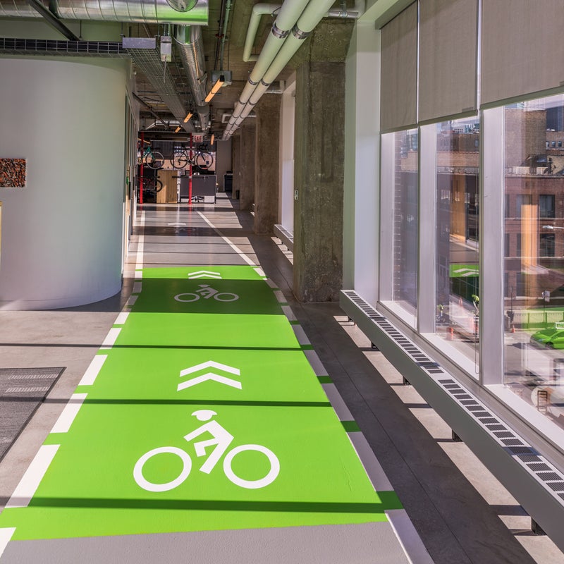 SRAM's indoor bike lane. Beyond fun, the track is used for quick testing of products.