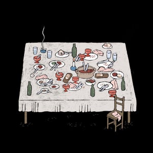 The farewell meal was appropriately sized to Harrison's infamous appetite.