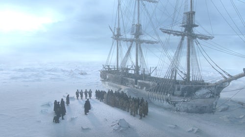 Sir John Franklin’s men huddle in the middle of the Arctic in AMC’s 'The Terror.'