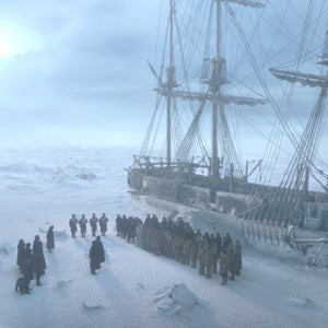 Sir John Franklin’s men huddle in the middle of the Arctic in AMC’s 'The Terror.'