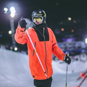 Aaron Blunck wearing the Ceptor jacket at the X Games halfpipe in Aspen, Colorado.