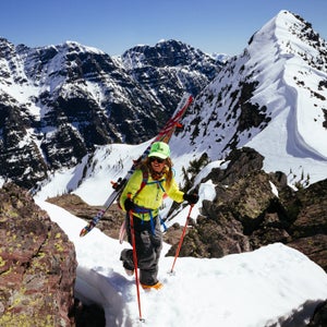Lynsey Dyer hikes up for a run in Glacier National Park. She hasn't had children herself but has talked with other athletes who decided to start a family.