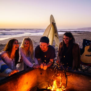 surfing at the beach