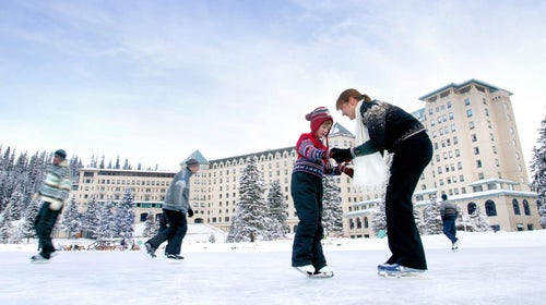 Is there any greater joy than skating on a frozen lake below a hanging glacier, until dark?