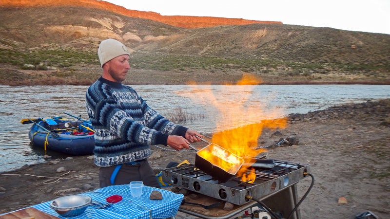 This isn't a blaster, but if you wanted to, you could make bananas foster on one.