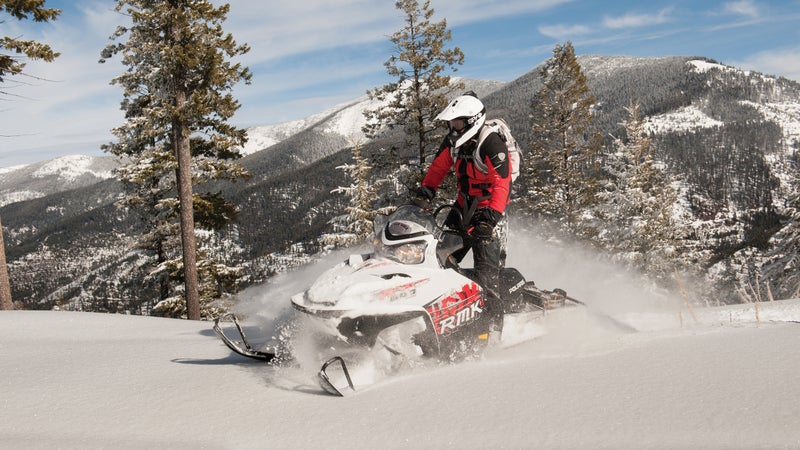 Snowmobiling in the Lolo National Forest.