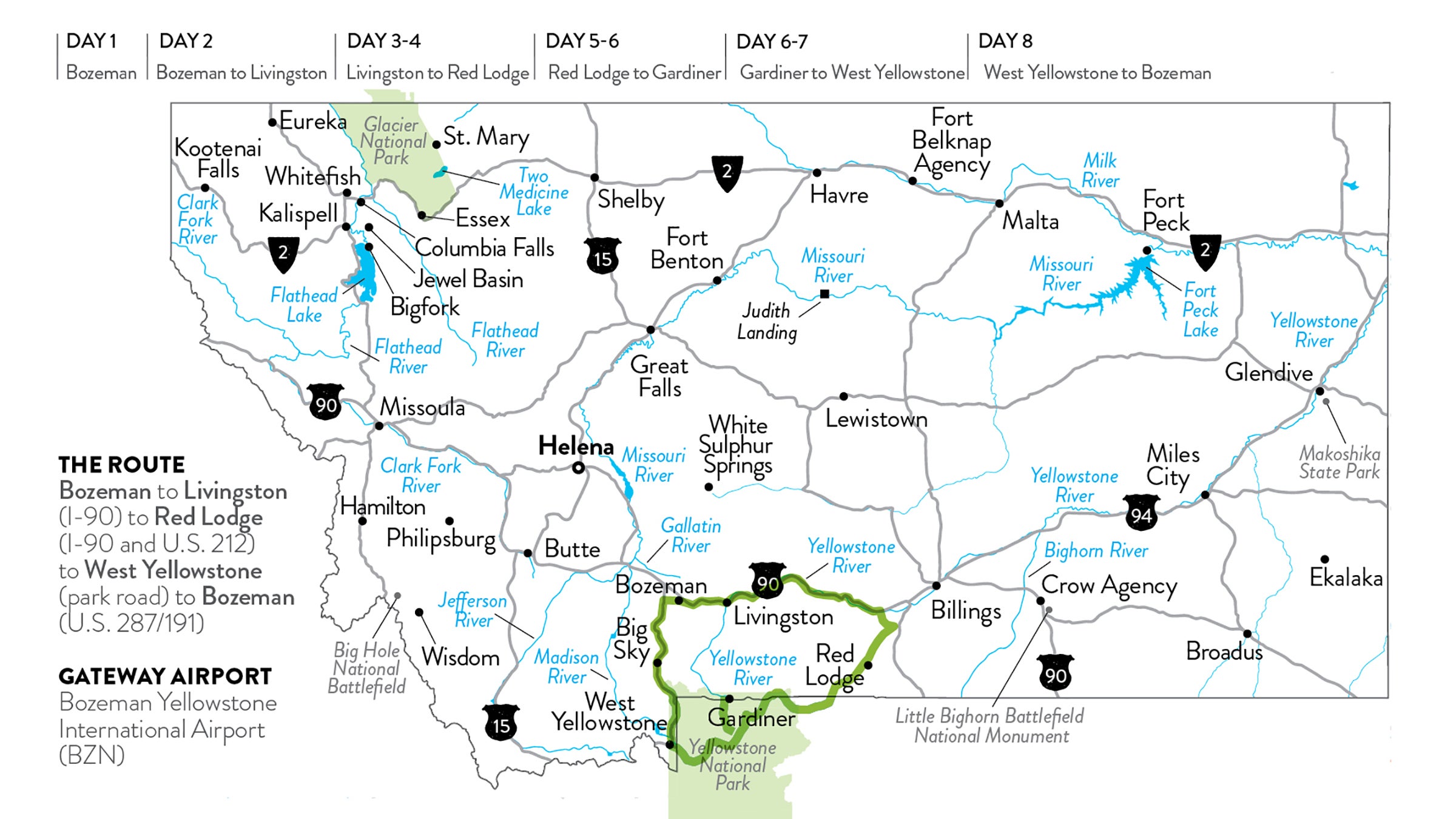 4 Gateways To Yellowstone   Montana Map Yellowstone National Park H 