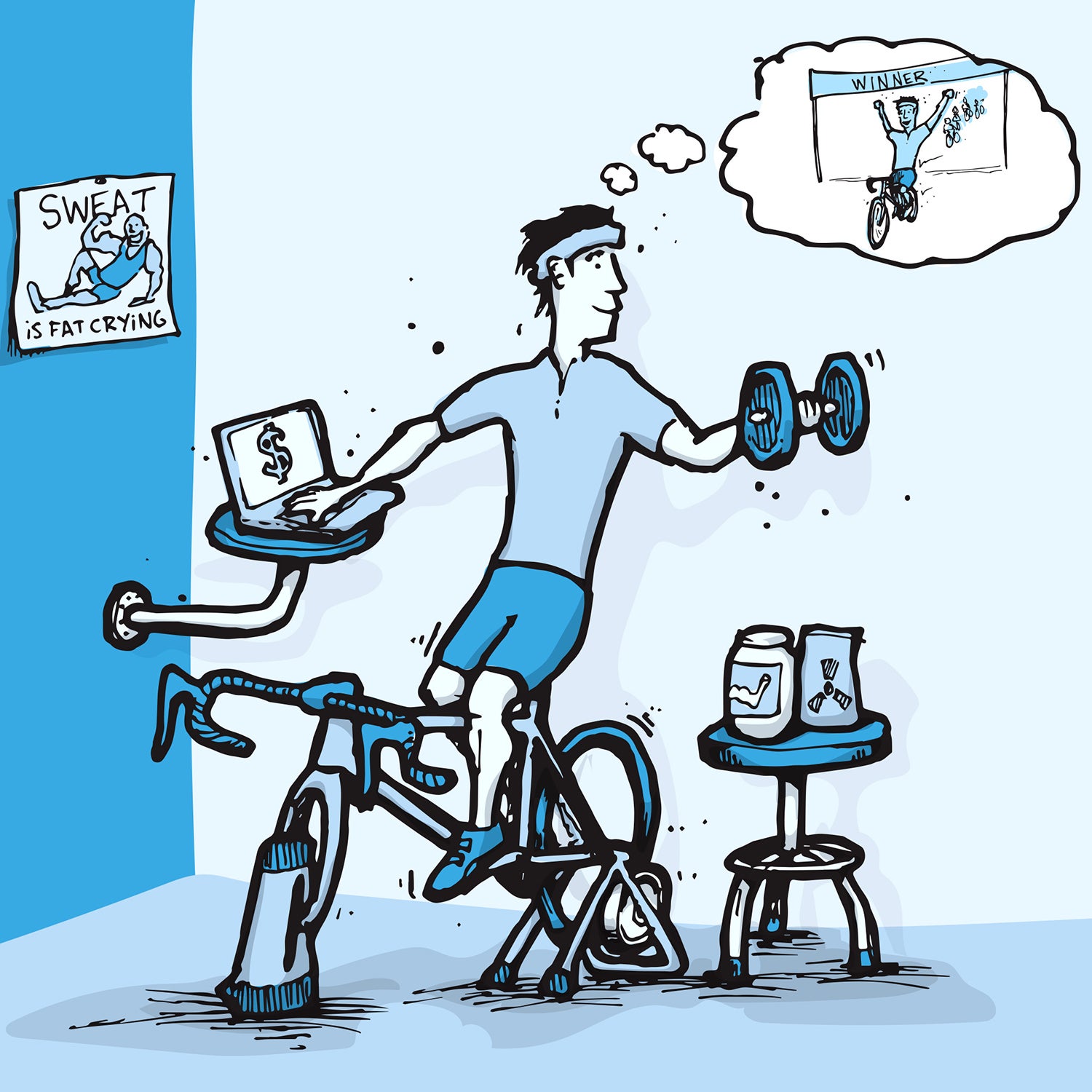 spinning class cartoon