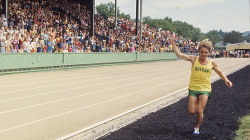 Steve Prefontaine running at Hayward Field in June, 1972.